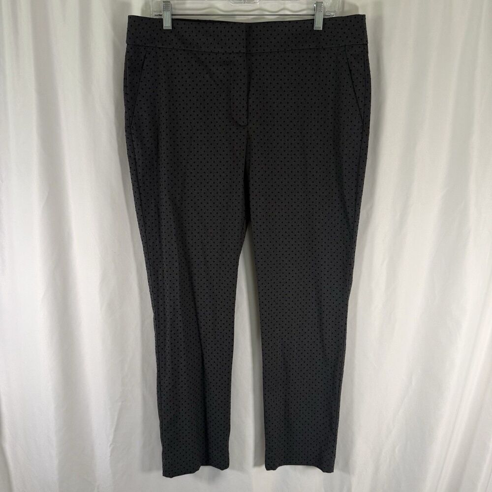 New LOFT Marissa Skinny Pants Women's 12 Grey Polka Dot Ankle Length